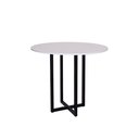 Ver imagem 2 de Mesa redonda de jantar pequena moderna estilo industrial tampo branco 90cm para 4 lugares