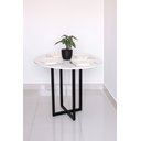 Ver imagem 1 de Mesa redonda de jantar pequena moderna estilo industrial tampo branco 90cm para 4 lugares
