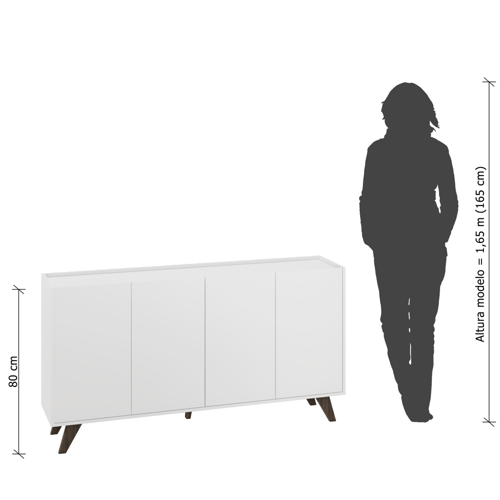 Balcão Multiuso Aparador 148,5cm 04 Portas Blc2007-Br Estilare Branco - 4