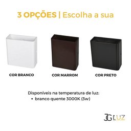 Arandela Externa Slim Dois Fachos Luminária Parede Led 3w - Marrom - 4