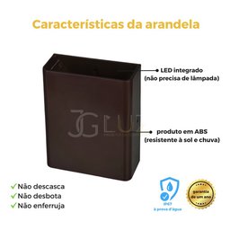 Arandela Externa Slim Dois Fachos Luminária Parede Led 3w - Marrom - 3