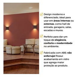 Arandela Externa Slim Dois Fachos Luminária Parede Led 3w - Marrom - 7