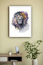 Ver imagem 1 de Quadro Decorativo Leão Flores Aquarela - 70x50cm:moldura Preta