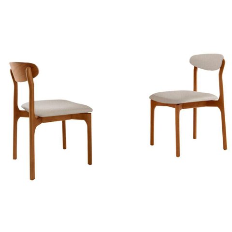 Conjunto com 2 Cadeiras Noronha Moderna Mobília Linho Off White-cinam.imbuia