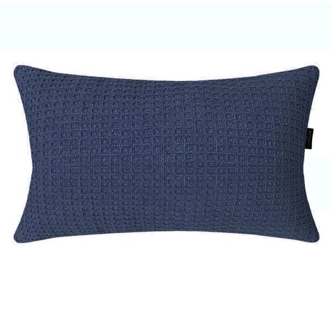 Almofada Retangular Algodão Favo de Mel Azul 30x50cm