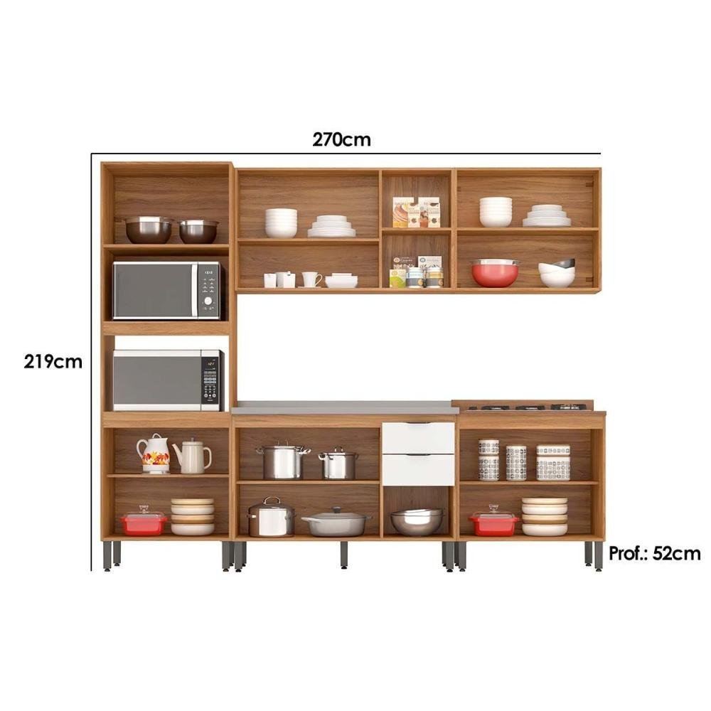 Cozinha Modulada Completa Firenze 5 Peças (2 Aéreos + 2 Balcões + 1 Paneleiro) Fmt009 Avena/menta - 3