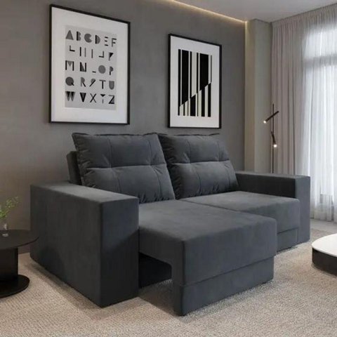 Sofá Aurora 2 Lugares Retrátil e Reclinável 140cm Grafite Cialar Móveis