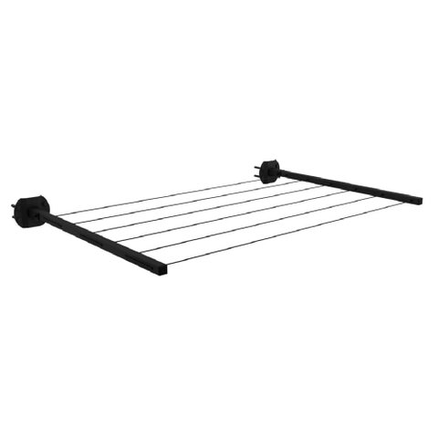 Varal de Parede Wall em Aço Carbono Suporta 10kg e Oferece 6 Metros para Secagem Preto - VPP60 - Bra