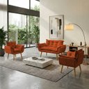 Ver imagem 1 de Kit Namoradeira Decorativa e 2 Poltronas Confortável para Sala Recepção Manicure Alice Suede