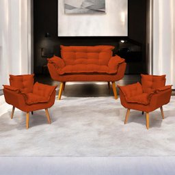 Kit Namoradeira Decorativa + 2 Poltronas Reforçadas Para Amamentação Suede - 1