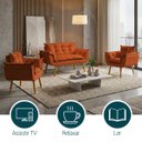 Ver imagem 5 de Kit Namoradeira Decorativa e 2 Poltronas Confortável para Sala Recepção Manicure Alice Suede