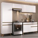 Ver imagem 1 de Armário Cozinha Modulada Compacta 252cm com Balcão Veneza Multimóveis Mp3763 Branco/dourado