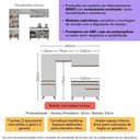 Ver imagem 3 de Armário Cozinha Modulada Compacta 252cm com Balcão Veneza Multimóveis Mp3763 Branco/dourado
