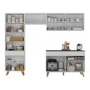 Ver imagem 4 de Armário Cozinha Modulada Compacta 252cm com Balcão Veneza Multimóveis Mp3763 Branco/dourado