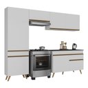 Ver imagem 2 de Armário Cozinha Modulada Compacta 252cm com Balcão Veneza Multimóveis Mp3763 Branco/dourado