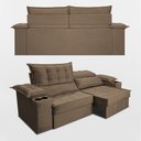 Ver imagem 6 de Sofá Retrátil e Reclinável 2,10m Verona com Porta Copos Velupluma Castor Cama Inbox