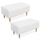 Ver imagem 1 de Kit 02 Puffs Cléo W01 Pés Palito 90 Cm Corino Branco