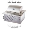Mini Steak Churrasqueira Gás De Embutir Em Inox 304 com Tampa Abafador 54x46cm Refracon GLP (botijão - 2
