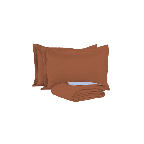 Kit Cobre Leito Casal Comfort 3 Peças Microfibra Matelado: Terracota