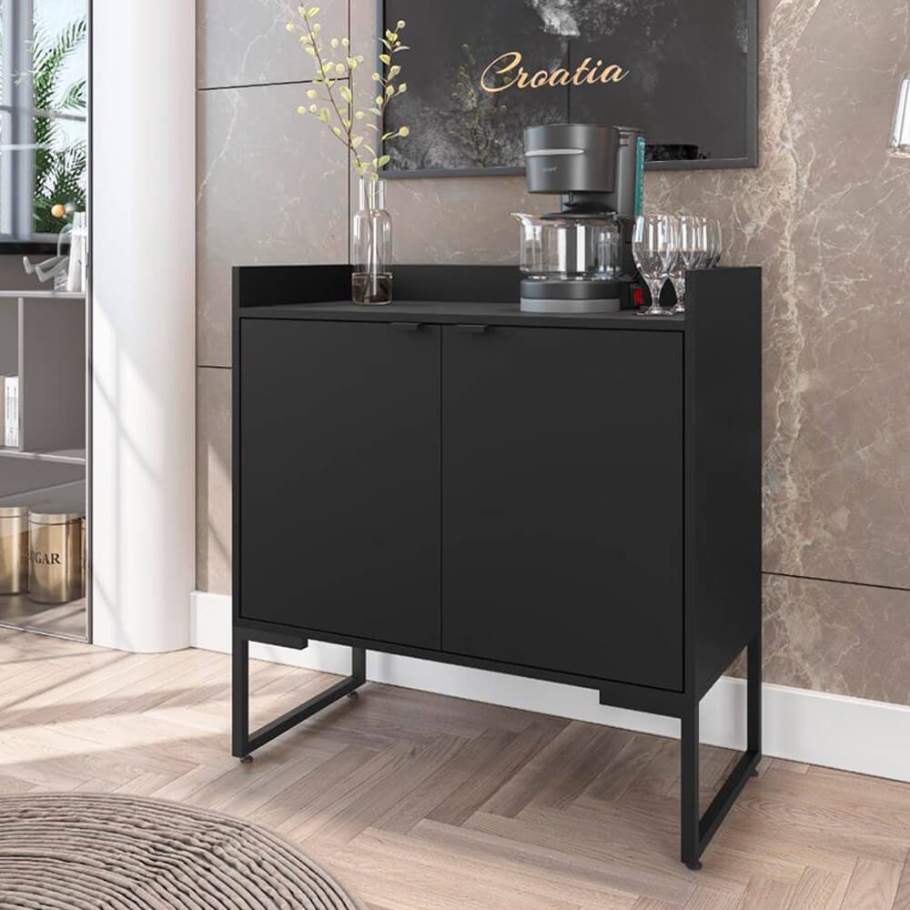 Buffet Balcão Aparador Cantinho do Café Corporativo Escritório 80cm Riviera Preto Dubhome - 2