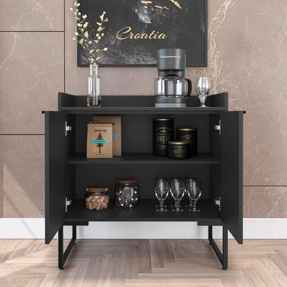 Buffet Balcão Aparador Cantinho do Café Corporativo Escritório 80cm Riviera Preto Dubhome - 3