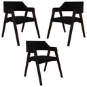 Ver imagem 1 de Kit 3 Cadeiras Sala de Jantar e Jogos Carteados Madeira Maciça Poker Veludo Preto/tabaco G42 - Gran