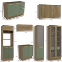 Ver imagem 3 de Kit Cozinha Completa Modulada Balcão para Pia Armário Paneleiro Cristaleira Marrom Madeira Verde