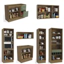 Ver imagem 4 de Kit Cozinha Completa Modulada Balcão para Pia Armário Paneleiro Cristaleira Marrom Madeira Verde