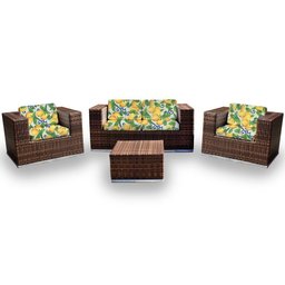 Conjunto Bora Bora - 1 Sofá 2 Lugares + 2 Poltronas + 1 Mesa de Centro - Cozumel - 1