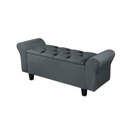 Recamier Baú Capitonê Veludo Cinza Paris Ii 1,50m - 1