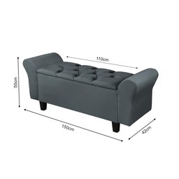 Recamier Baú Capitonê Veludo Cinza Paris Ii 1,50m - 4