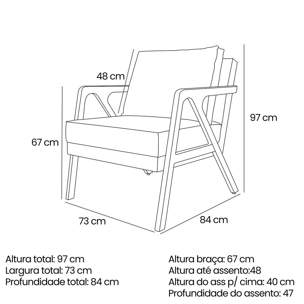 Kit 2 Poltronas Decorativa Ana para Sala de Estar Linho Off White - Montanaris Decor MD MONTANARIS D - 5