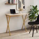 Ver imagem 3 de Mesa para Computador X 80x46 com Estrutura em Ferro para Escritório - Ferro Dourado Tampo Off White