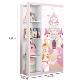 Roupeiro Lara 2 Portas 4 Nichos Princesa Rosa Branco - 4