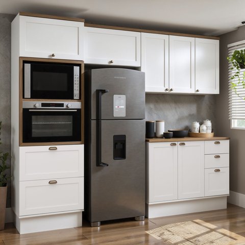 Armário de Cozinha Compacta Modulada 2,70m 10 Peças Iluminata Genialflex