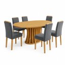 Ver imagem 2 de Conjunto Sala de Jantar 6 Lugares Tampo MDF 180x90cm Mesa Orgânica Arthus e Cadeiras Lyra