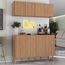 Ver imagem 2 de Kit Bar Armário Aéreo e Aparador 4 Portas Retrô Multimóveis Mp1086 Rustic/natural