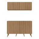 Ver imagem 5 de Kit Bar Armário Aéreo e Aparador 4 Portas Retrô Multimóveis Mp1086 Rustic/natural