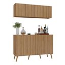 Ver imagem 1 de Kit Bar Armário Aéreo e Aparador 4 Portas Retrô Multimóveis Mp1086 Rustic/natural