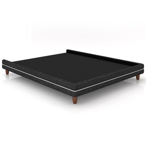 Cama Queen Base Box Pés Madeira 168cm Suném P05 Linho Cinza Escuro - Lyam Decor