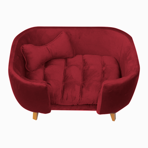 Poltrona Cama Pet Hannah Luxo - Veludo Vermelho