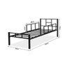 Cama de Ferro Tubular Solteiro em Aço com Grade - Preto - 3