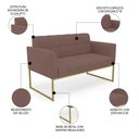Ver imagem 3 de Sofá Namoradeira Base Industrial Dourado Ana Veludo Rose - Ibiza
