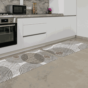 Kit Tapete de Cozinha 2 Peças Círculos Abstratos