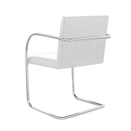 Cadeira Brno Couro Natural Branco Tubular Cromada - 2