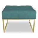 Ver imagem 3 de Puff Lisa Suede Azul Turquesa Base Metálica Industrial Dourado