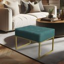Ver imagem 5 de Puff Lisa Suede Azul Turquesa Base Metálica Industrial Dourado