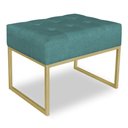Ver imagem 1 de Puff Lisa Suede Azul Turquesa Base Metálica Industrial Dourado