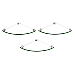 Kit com 03 Porta Shampoos em Vidro Incolor 10mm Temperado de Canto Curvo Cliente Madeiramadeira