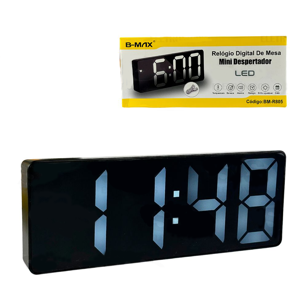 Relógio Digital com Despertador e Led B-max - Bm-r805 - 1
